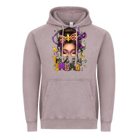 Mardi Gras Mama Messy Bun Vintage Hoodie | Teevron