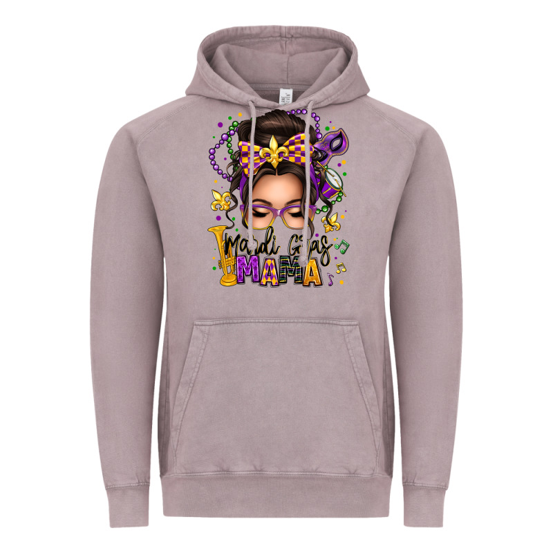 Mardi Gras Mama Messy Bun Vintage Hoodie by texasbilliewilder | Teevron