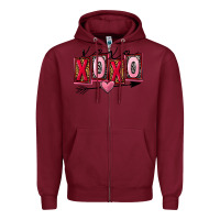 Burgundy Xoxo Love Zipper Hoodie - FaDigitalArtStudio