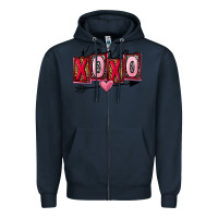Navy Xoxo Love Zipper Hoodie - FaDigitalArtStudio