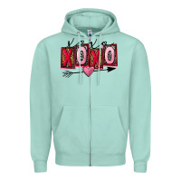 Seafoam Xoxo Love Zipper Hoodie - FaDigitalArtStudio