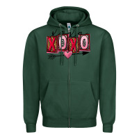Sports Green Xoxo Love Zipper Hoodie - FaDigitalArtStudio
