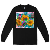 Black hummingbirds sunflower Long Sleeve Tee - TumblerDesignByShophia