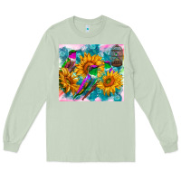 Matcha hummingbirds sunflower Long Sleeve Tee - TumblerDesignByShophia