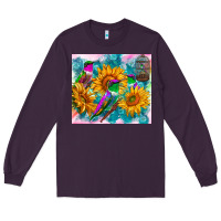 Plum hummingbirds sunflower Long Sleeve Tee - TumblerDesignByShophia