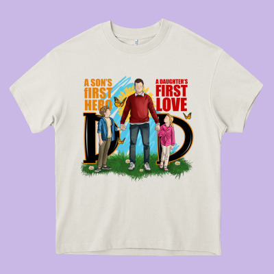 A Sons First Hero A Daughters First Love Heavy Core Tee Designed By Jahusdesignshop