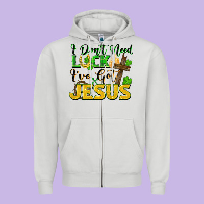 I Don't Need Luck I've Got Jesus Zipper Hoodie Designed By Fadigitalartstudio