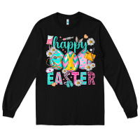 Black Happy Easter Egg Nurse Long Sleeve Tee - HowdyJamesFarm
