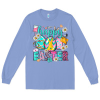 Colony Blue Happy Easter Egg Nurse Long Sleeve Tee - HowdyJamesFarm