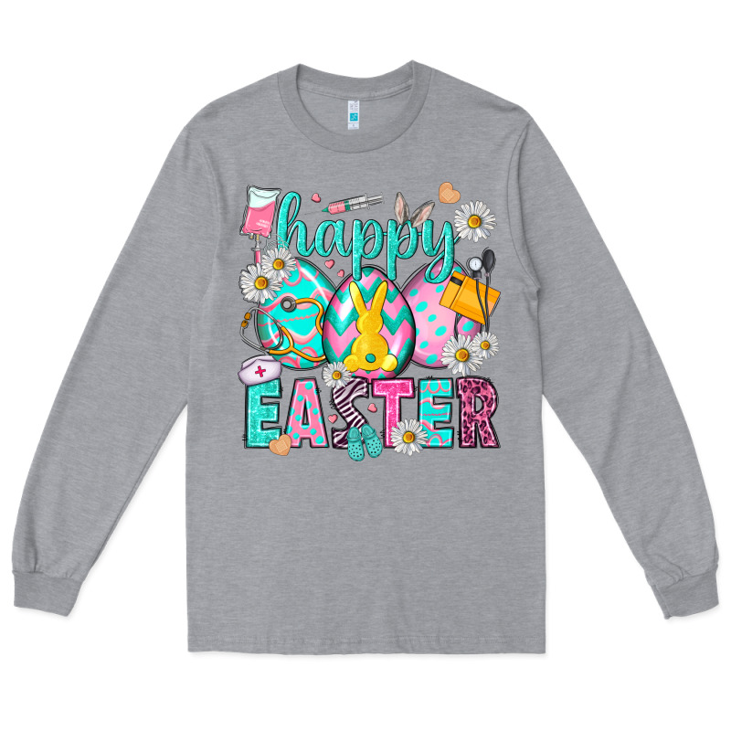 Happy Easter Egg Nurse Long Sleeve Tee by HowdyJamesFarm | Teevron