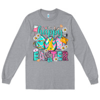 Heather Grey Happy Easter Egg Nurse Long Sleeve Tee - HowdyJamesFarm