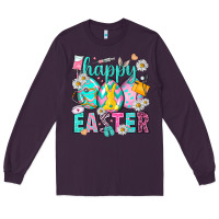 Plum Happy Easter Egg Nurse Long Sleeve Tee - HowdyJamesFarm
