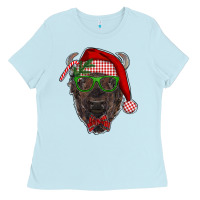 Baby Blue christmas bison Ladies Tee - RanaPortraitStore