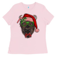 Bubblegum Pink christmas bison Ladies Tee - RanaPortraitStore