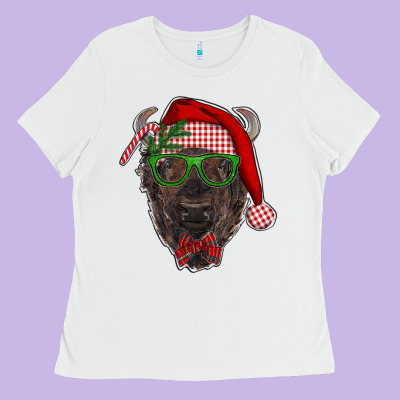 Christmas Bison Ladies Tee Designed By Ranaportraitstore