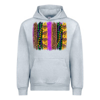 Heather Grey mardi gras fleur de lis and beads brush stroke Urban Hoodie - Artiststas
