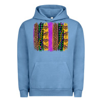 Pigment Pebble Blue mardi gras fleur de lis and beads brush stroke Urban Hoodie - Artiststas