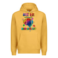 Mustard ask me about neurodiversity Premium Hoodie - FaDigitalArtStudio