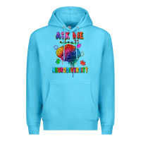 Ocean Blue ask me about neurodiversity Premium Hoodie - FaDigitalArtStudio
