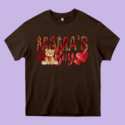 Mamas Boy With Leopard Heavy Core Tee Designed By Nancycooperartshop
