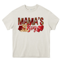 Cream mamas boy with leopard Heavy Core Tee - NancyCooperArtShop