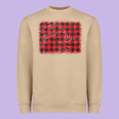 Distressed Buffalo Plaid Background Heavyweight Sweatshirt Designed By Cowcowdesign