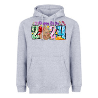 Heather Grey Happy Easter 2024 Heavyweight Hoodie - CowhideDigitalArt