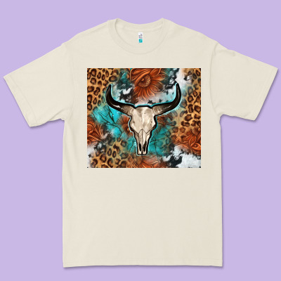 Western With Bull Skull Premium Tee Designed By Nancycooperartshop