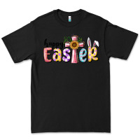 Black Happy Easter With Cross Premium Tee - RanaPortraitStore