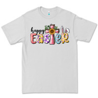Dove Grey Happy Easter With Cross Premium Tee - RanaPortraitStore