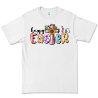 White Happy Easter With Cross Premium Tee - RanaPortraitStore