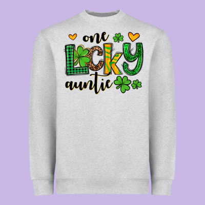 One Lucky Auntie St. Patrick's Heavyweight Sweatshirt Designed By Oliviacreatesart