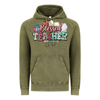 Vintage Olive blessed teacher school Vintage Hoodie - NancyCooperArtShop