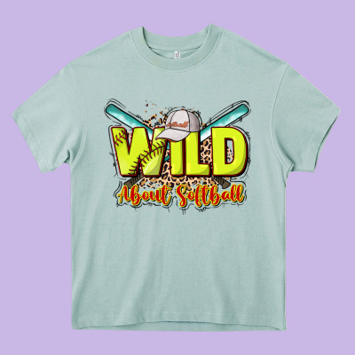 Wild About Softball Heavy Core Tee Designed By Nancycooperartshop