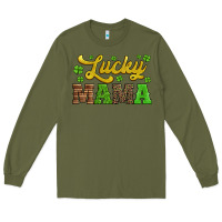 Army Green lucky mama st patricks day Long Sleeve Tee - Jasminsmagicworld