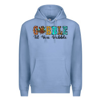 Colony Blue gobble til you wobble thanksgiving turkey Premium Hoodie - RanaPortraitStore