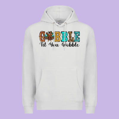 Gobble Til You Wobble Thanksgiving Turkey Premium Hoodie Designed By Ranaportraitstore