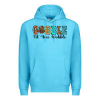 Ocean Blue gobble til you wobble thanksgiving turkey Premium Hoodie - RanaPortraitStore