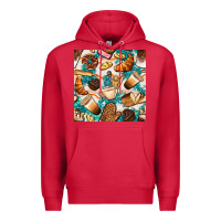 Cardinal bakery coffee cups cookie and donut with turquoise glitter seamless pa Premium Hoodie - BundleAndBundleShop