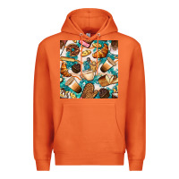 Carrot bakery coffee cups cookie and donut with turquoise glitter seamless pa Premium Hoodie - BundleAndBundleShop