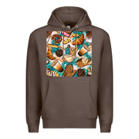 Bakery Coffee Cups Cookie And Donut With Turquoise Glitter Seamless Pa Premium Hoodie | Teevron