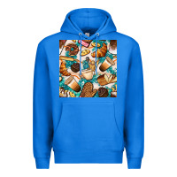 True Royal bakery coffee cups cookie and donut with turquoise glitter seamless pa Premium Hoodie - BundleAndBundleShop