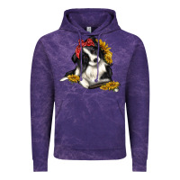 Cloud Purple border collie with bandanna Vintage Hoodie - texasbilliewilder