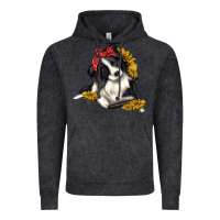 Vintage Black border collie with bandanna Vintage Hoodie - texasbilliewilder