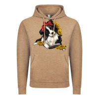 Vintage Coffee border collie with bandanna Vintage Hoodie - texasbilliewilder