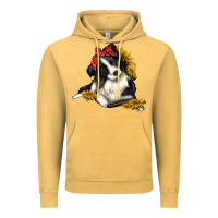Vintage Mustard border collie with bandanna Vintage Hoodie - texasbilliewilder