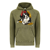 Vintage Olive border collie with bandanna Vintage Hoodie - texasbilliewilder
