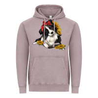 Vintage Zinc border collie with bandanna Vintage Hoodie - texasbilliewilder