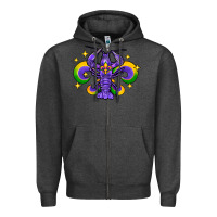 Charcoal Heather mardi gras crawfish 2 Zipper Hoodie - FaDigitalArtStudio