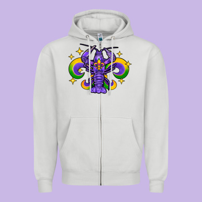 Mardi Gras Crawfish 2 Zipper Hoodie Designed By Fadigitalartstudio